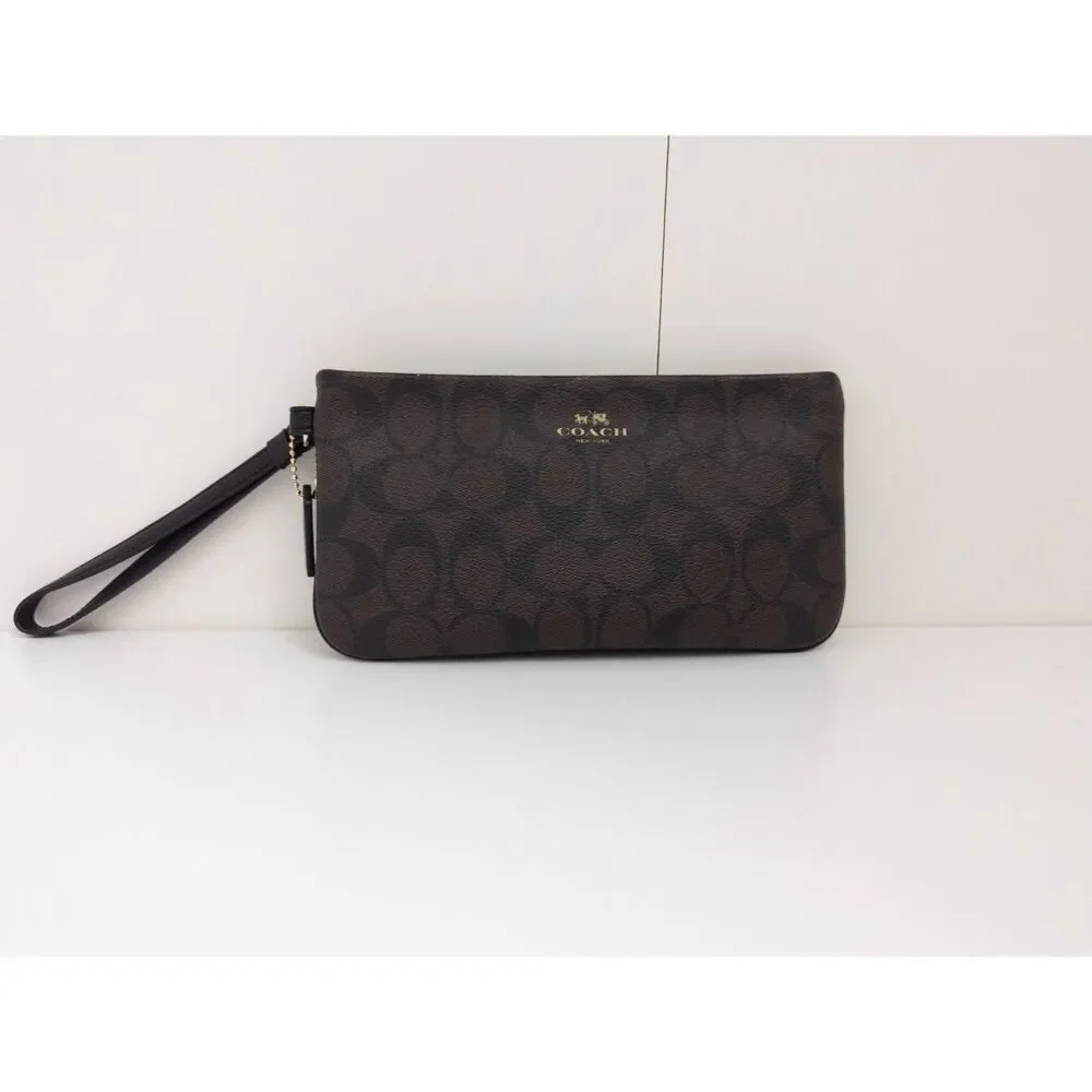 Coach Signature PVC Large‎ Wristlet BROWN